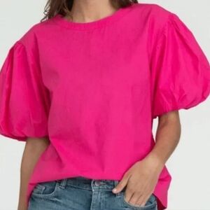 Olivia James The Label Women's Annie Puff Sleeve Blouse Hot Pink size XSmall‎